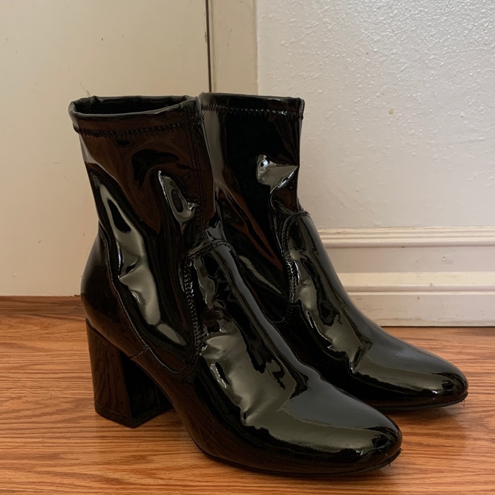 Patent Sock Booties- Black
